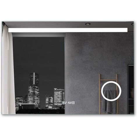 Badspiegel 100 x 70 cm  mit Beleuchtung LED Rechteckig Badezimmer Wandspiegel Antibeschlage Lichtspiegel mit Touchschalter IP44 Kaltweissen MIH