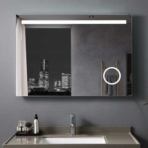 Badspiegel mit Beleuchtung LED Rechteckig Badezimmer Wandspiegel Antibeschlage Lichtspiegel mit Touchschalter IP44 Kaltweissen