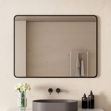 Badspiegel 40x60cm Wandspiegel Schwarz Badezimmerspiegel Badzimmer Spiegel mit Schwarzer Rahmen
