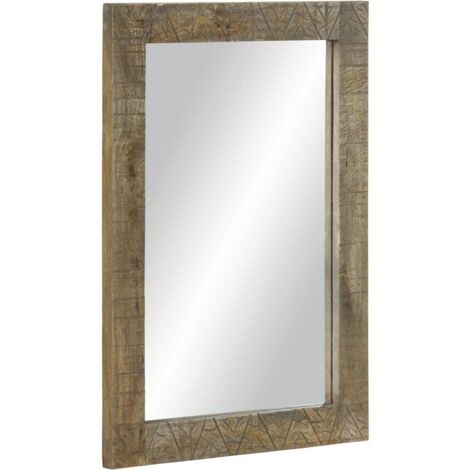 Badspiegel Grau 50x2,5x70 cm Massivholz Mango vidaXL117482