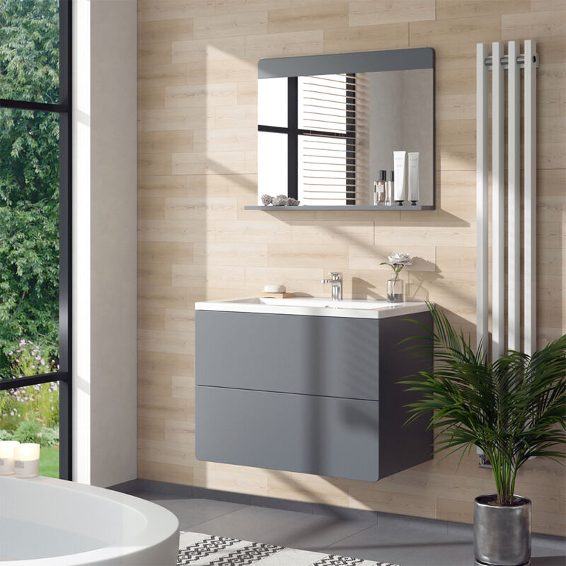 Vicco - Badezimmerspiegel Izan, Grau, 80.1 X 62 Cm