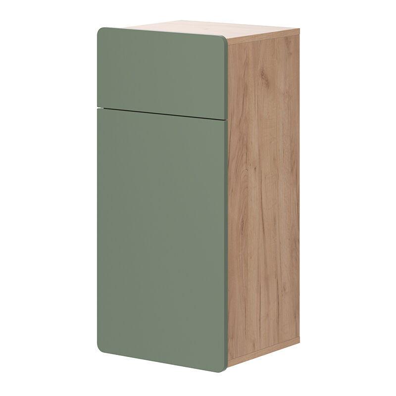 Midischrank Izan, Goldkraft Eiche/grün, 36.6 X 76.6 Cm Mit Schublade Und Tür Vicco