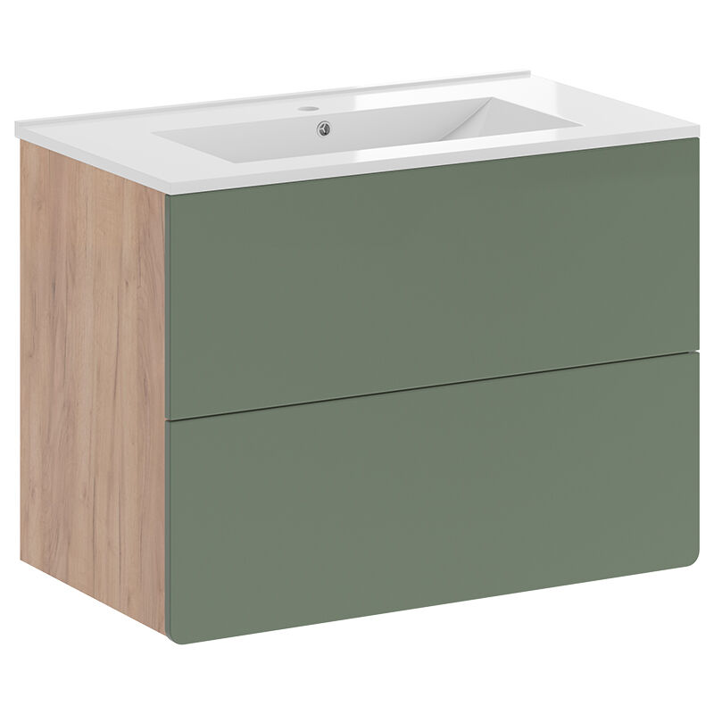 Vicco - Badmöbel-set Izan, Goldkraft Eiche/grün, 2-teilig