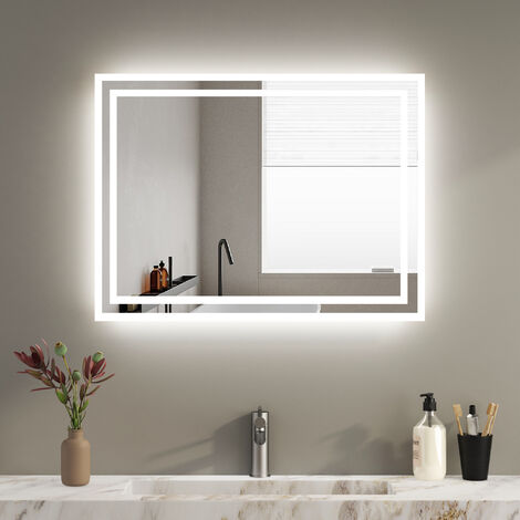 Badspiegel LED Badezimmerspiegel Badspiegel Energie Sparen , Kaltweißer Beleuchtung  wandspiegel 60x40cm