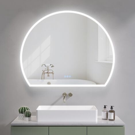 Badspiegel LED Badspiegel Halbrund Spiegel Touch/Wandschalter Wandspiegel Deko