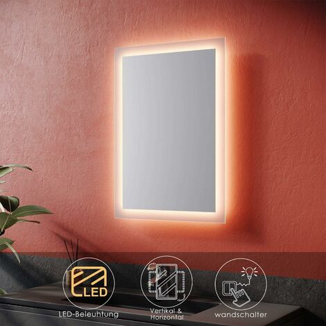 Badspiegel LED mit Beleuchtung Wandspiegel Badezimmerspiegel Lichtspiegel 50x70