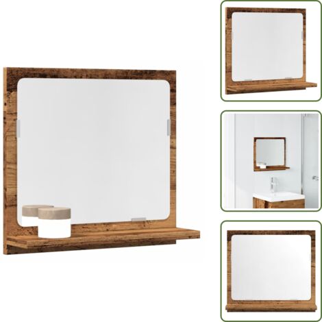Badspiegel mit Ablage Altholz-Optik 40x11x37 cm Holzwerkstoff - Badspiegel - Bad Spiegel - Badezimmerspiegel - Badezimmer Spiegel