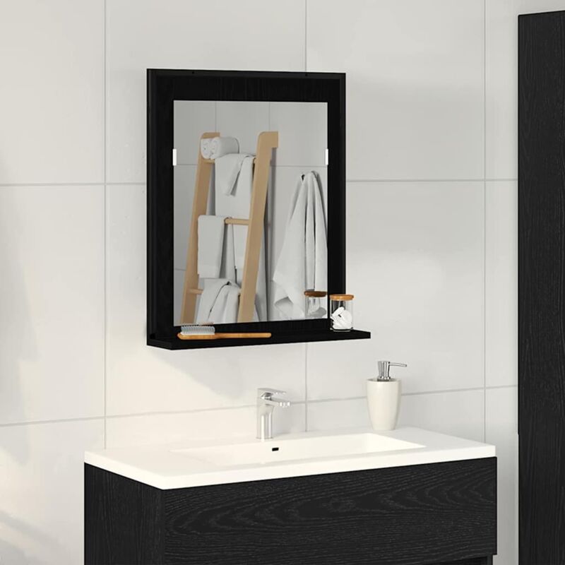 Badezimmer Spiegel Schwarze Eiche 50 X 12 X 60 Cm Holzwerkstoff Vidaxl