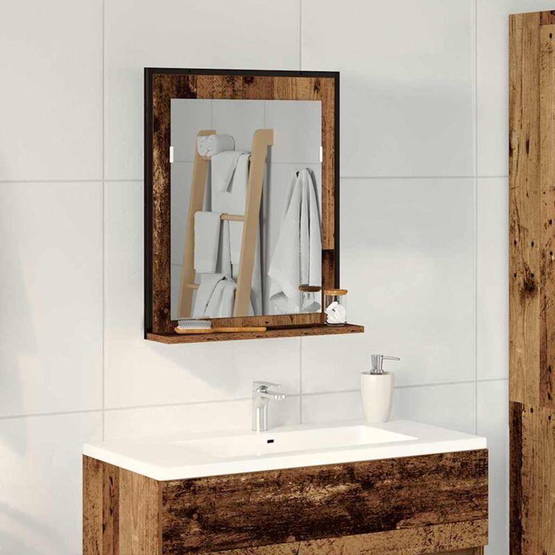 Badezimmer Spiegel Altholz 50 X 12 X 60 Cm Holzwerkstoff Vidaxl