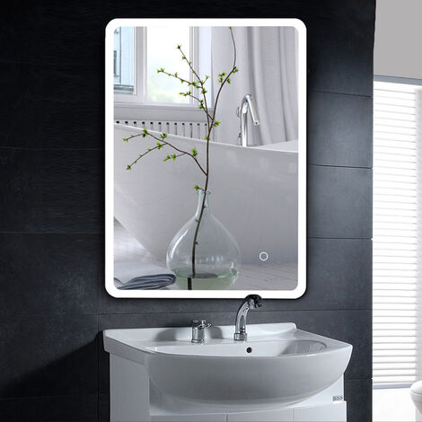 Badspiegel mit Beleuchtung - Badezimmerspiegel in 60 x 80 cm - Badspiegel LED mit umlaufendem Raumlicht, Filet