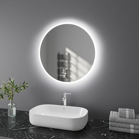 Badspiegel mit Beleuchtung LED Badezimmerspiegel, Wandspiegel Runder Ø60cm mit Touch, Kaltweißer Beleuchtung - Basic