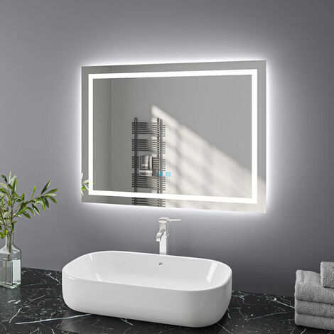 Badspiegel mit Beleuchtung LED Spiegel Bad mit Touch-Schalter Beschlagfrei Badezimmerspiegel Beleuchtet Kaltweißer Warmweiß dimmbar Horizontal Vertikal