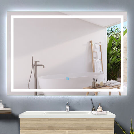 Badspiegel mit Beleuchtung LED Wandspiegel Badezimmerspiegel Beschlagfrei Kaltwei 160 x 70 cm
