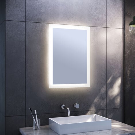 Badspiegel mit LED Beleuchtung Badezimmerspiegel Wandspiegel Lichtspiegel 50x70
