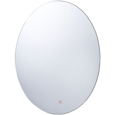 Wandspiegel 80 x 60 cm mit LED Beleuchtung Oval Antibeschlagsystem Touch Sensor Modern
