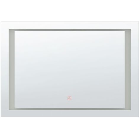 Badspiegel Silber 80 x 60 cm Kunststoff mit LED Beleuchtung Rechteckiger Modern