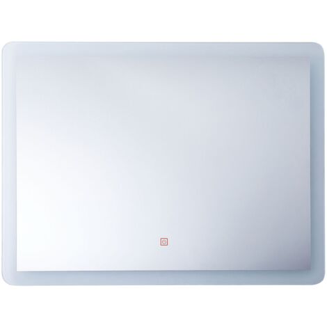 Wandspiegel 80 x 60 cm Rechteckig mit LED Beleuchtung Antibeschlagsystem Touch Sensor-Schalter Modern