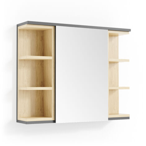 Badspiegelschrank Aquis, Anthrazit, 79.6 x 64 cm, Vicco