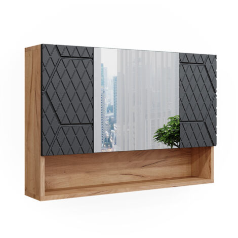 Badspiegelschrank Irma, Goldkraft Eiche, 80.1 x 55 cm, Vicco