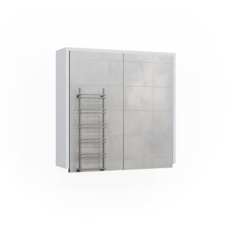 Badspiegelschrank Maltin, Weiß/Anthrazit, 60 x 58 cm mit zwei Spiegeltüren, Vicco