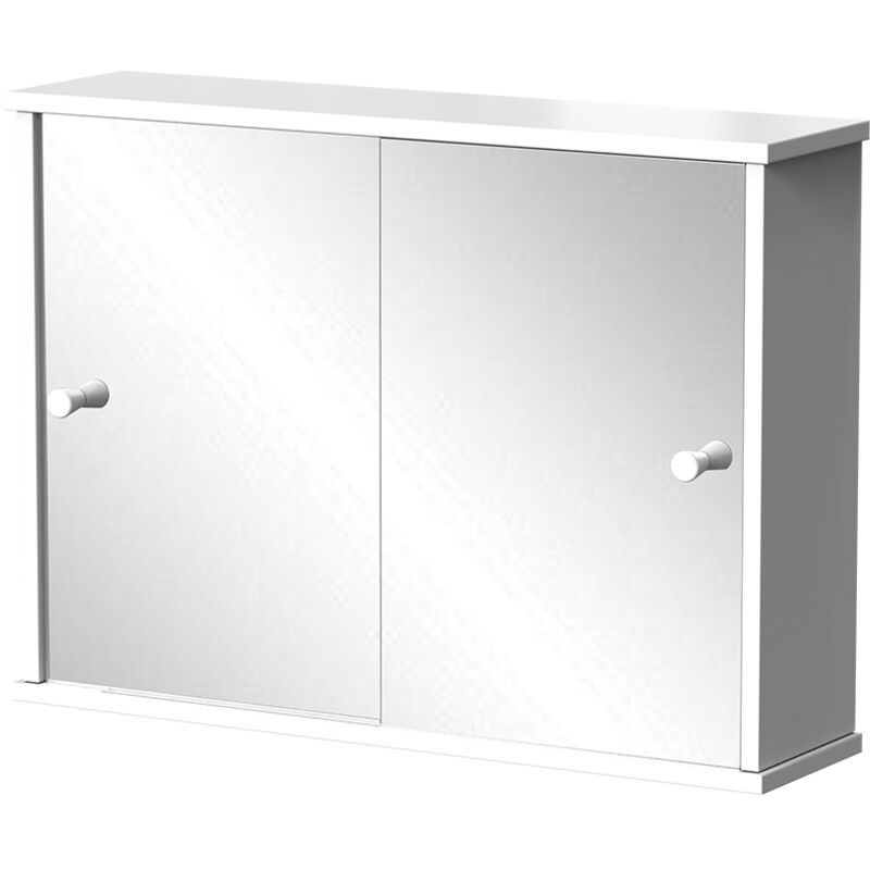 Badspiegelschrank Mireo, Weiß, 55 X 40 Cm Mit 2 Schiebetüren, Vicco
