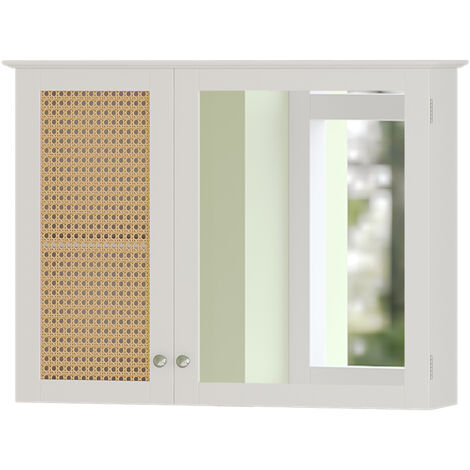 Badspiegelschrank Rosario, Weiß, 68 x 49 cm mit 2 Türen, Vicco