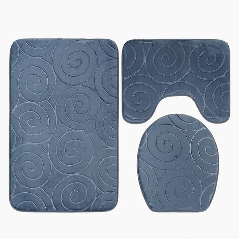 Badteppich Set, 3 Stück Badteppich und WC-Matte, Mikrofaser Badteppiche Er Mat, saugfähige Badematten für Wanne, Er, Bad ,