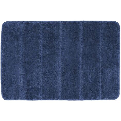 WENKO Badteppich Steps Marine Blue, 60 x 90 cm, Mikrofaser, Blau, Polyester blau - blau