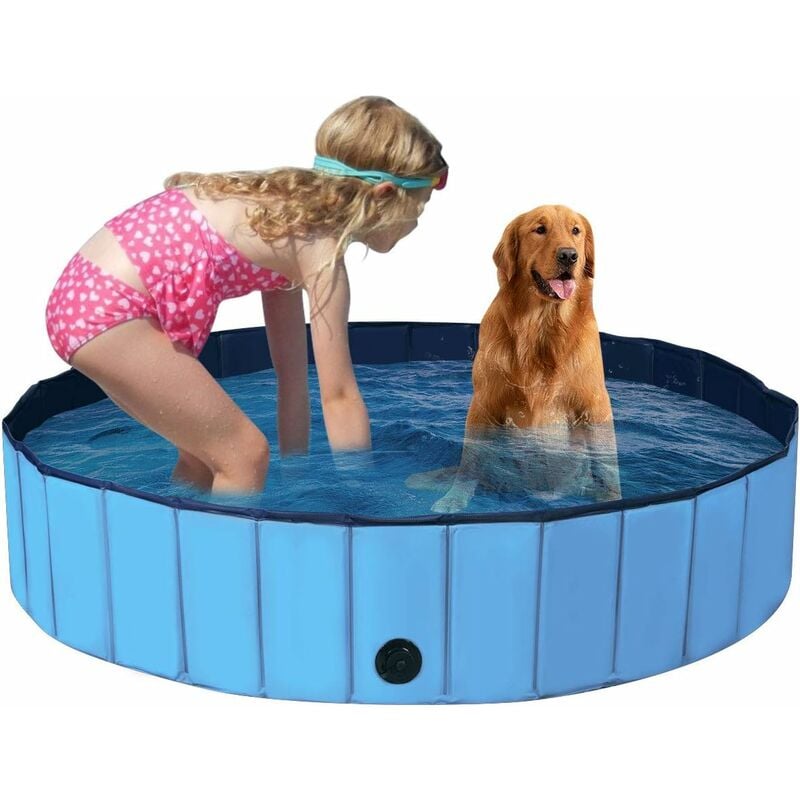 

Bañera Plegable para Mascotas Portátil Piscina para Perros Gatos de PVC Piscina para Niños para Interior Exterior (140x30cm, Azul)
