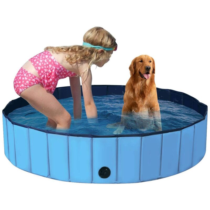 

Bañera Plegable para Mascotas Portátil Piscina para Perros Gatos de PVC Piscina para Niños para Interior Exterior (160x30cm, Azul)