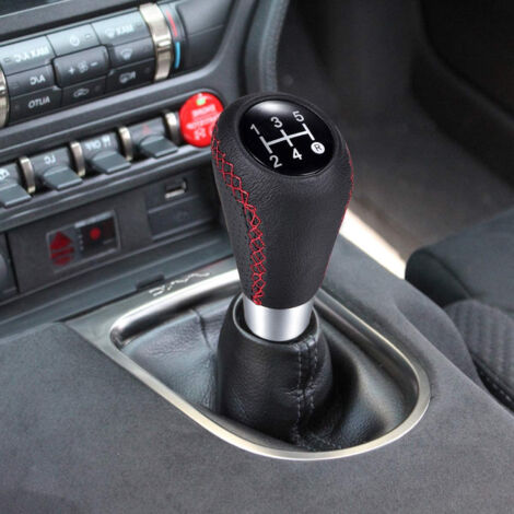 BAFOVY Pomello del cambio a 5 velocità, pomello manuale universale in pelle, design unico ed elegante per migliorare gli interni dell'auto con 3 adattatori per la maggior parte (5)