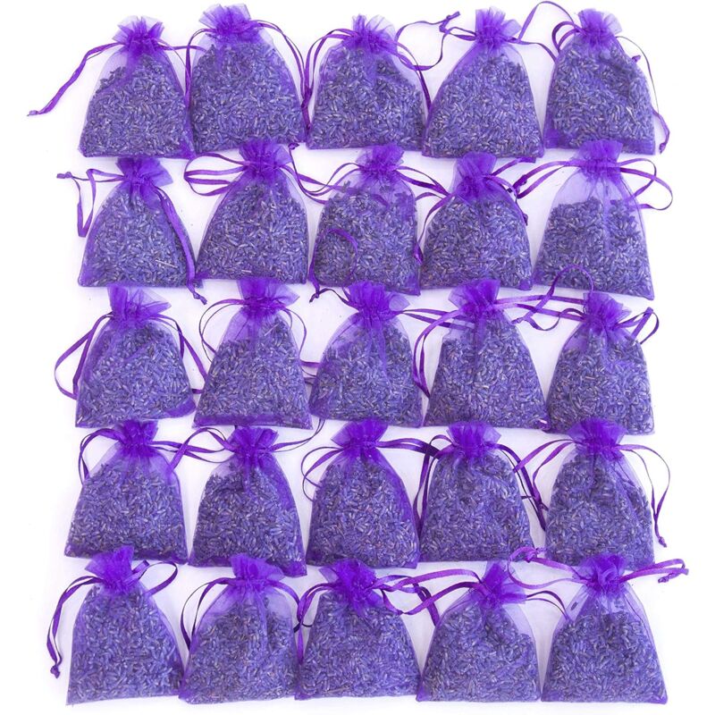 Bag of 25 sachets of dried lavender flowers Lavender sachets for drawers and cupboards