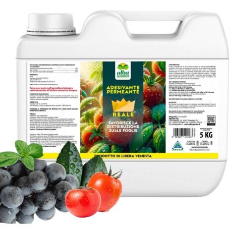 Bagnante Adesivante Permeante per Piante, Agricoltura Biologica, Per Tutti i Trattamenti, Favorisce la Distribuzione Omogenea del Preparato sulle Piante x 5 kg
