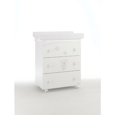 Bagnetto-fasciatoio Contact Art Azzurra Design  Bianco  fasciatoio per neonati bambini legno cassetti ruote cambio pannolino bagnetto