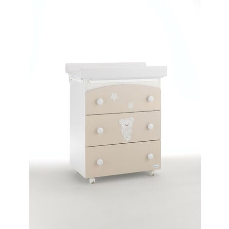 Bagnetto-fasciatoio Contact Art Azzurra Design  Havana fasciatoio per neonati bambini legno cassetti ruote cambio pannolino bagnetto