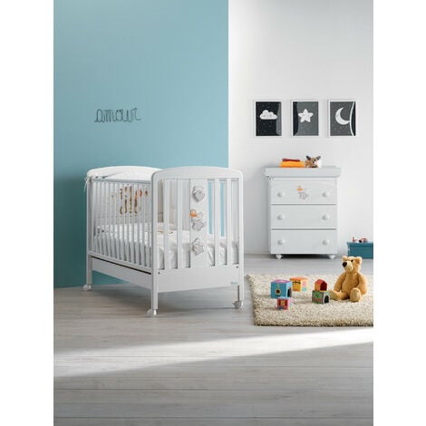Bagnetto-fasciatoio Miele Azzurra Design fasciatoio per neonati bambini legno cassetti ruote cambio pannolino bagnetto