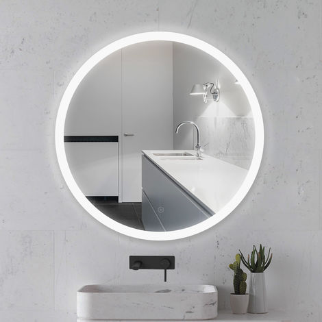 Bagno a specchio rotondo con illuminazione a LED, con antiappannamento, 60 * 60 * 4,5 cm