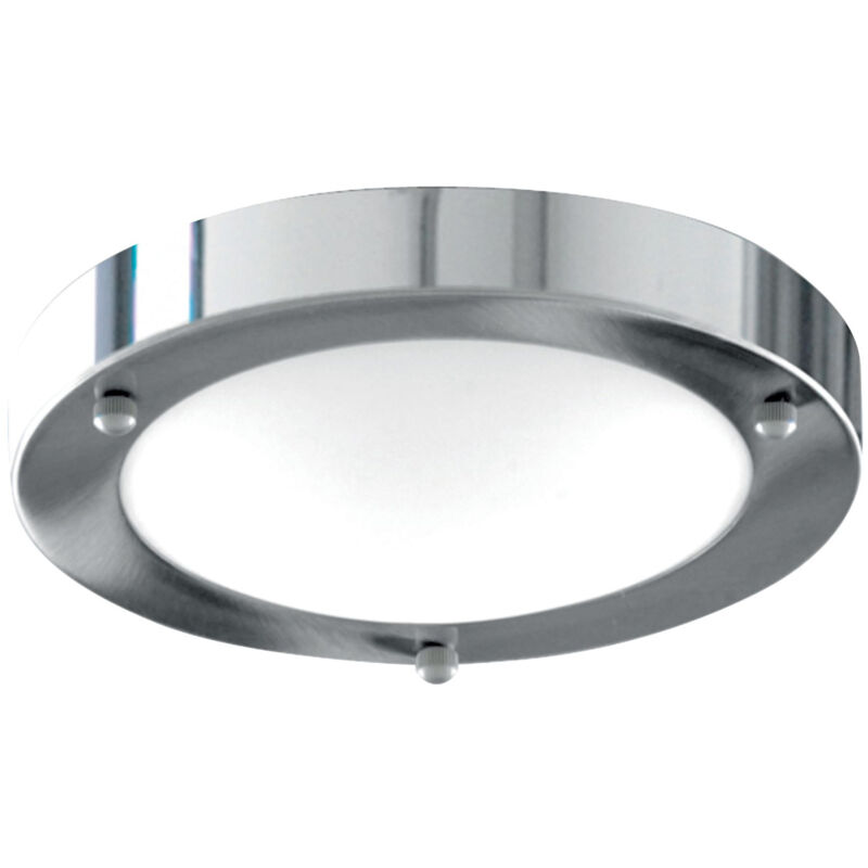 Plafoniera Moderna Dublino Acciaio Cromo Vetro 1 Luce E27