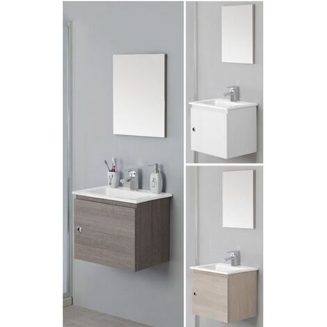 Bagno Italia Arredo bagno sospeso 50 cm mobile moderno rovere chiaro lavandino in ceramica