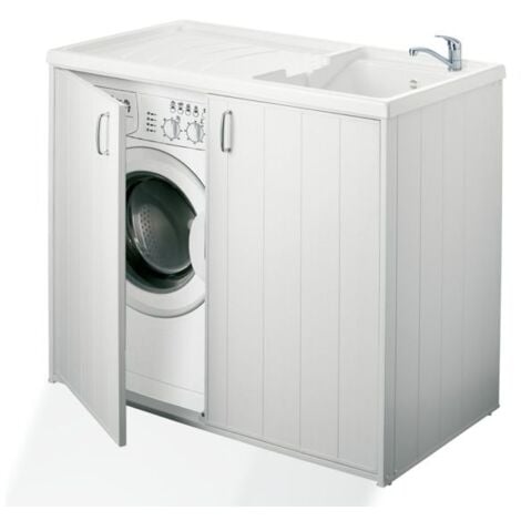 Bagno Italia Base copri lavatrice per esterno mobile coprilavatrice 109x60x92 cm bianco con lavatoio reversibile