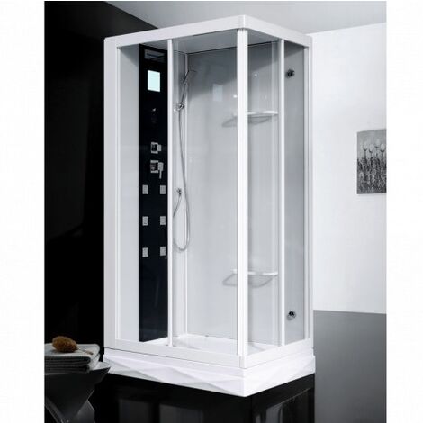 Bagno Italia box doccia idromassaggio rettangolare reversibile 110x80cm con bagno turco radio e led