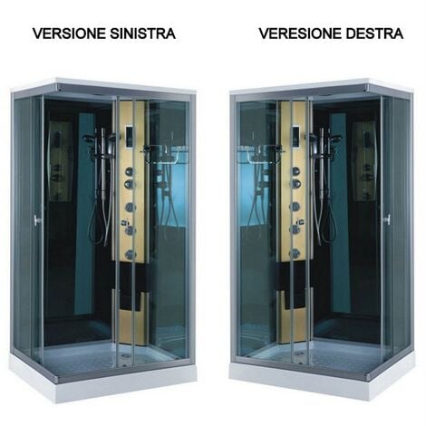 Bagno Italia box Idromassaggio 80x80 cm cabina doccia bianca 8 getti piatto  in abs I : : Fai da te