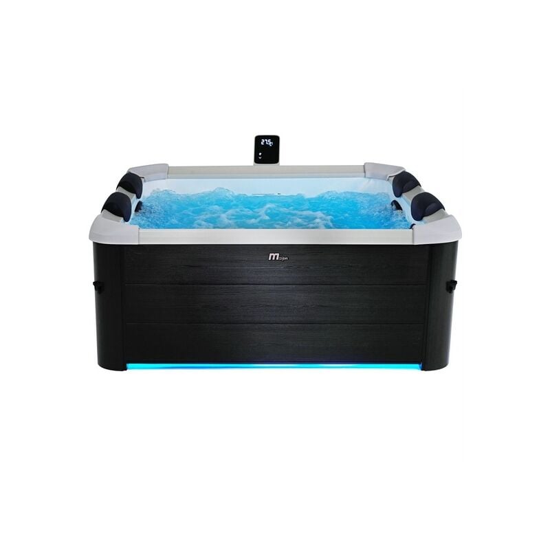 Bagno Italia - Minipiscina spa relax idromassaggio quadrata 160x160 cm full optional luci led 128 getti e wi-fi