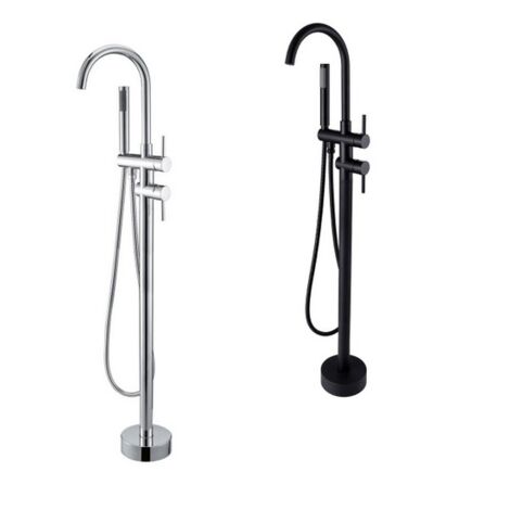 Bagno Italia miscelatore a colonna per vasca freestanding nero opaco con doccetta GL04