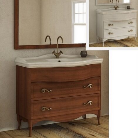 Bagno Italia mobile arredo bagno arte povera con lavandino in ceramica da 114 cm base noce