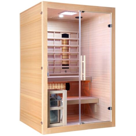 Bagno Italia Sauna 130x120 cm infrarossi e finlandese combinata piastre full spectrum e stufa