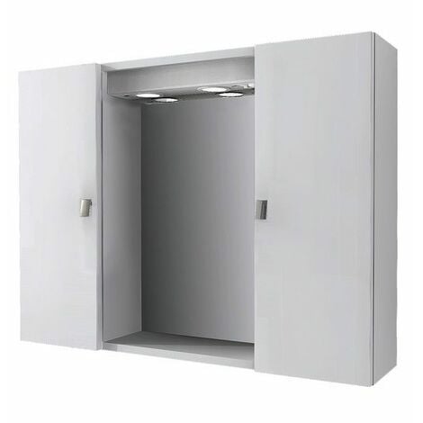 Bagno Italia Specchiera Specchio con contenitore da 80x60x17 bianco due ante con maniglie