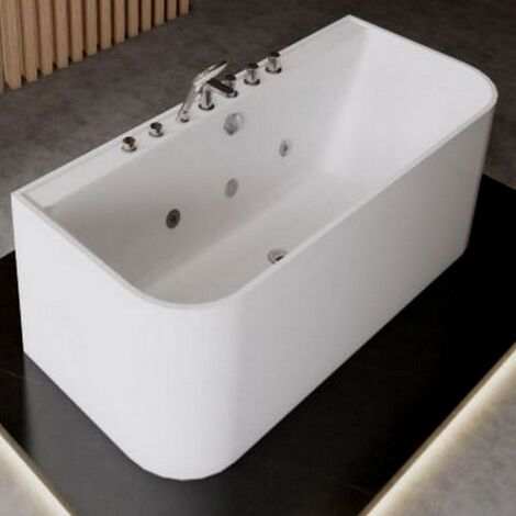 Bagno Italia Vasca da bagno idromassaggio 170x75cm rettangolare angoli stondati con rubinetteria e 4 idrogetti