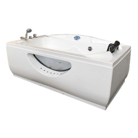Bagno Italia Vasca idromassaggio 170x90 cm rettangolare con oblò in vetro luci led