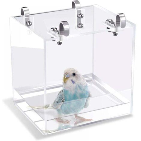 Bagno per uccelli con ganci per piccoli uccelli, pappagalli, inseparabili, canarini (13x11x13 cm)